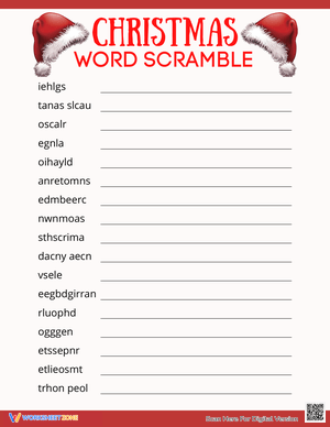 Festive Christmas Word Scramble Spelling Activity