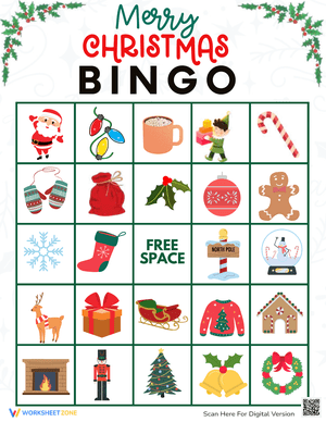 Festive Merry Christmas Bingo Game