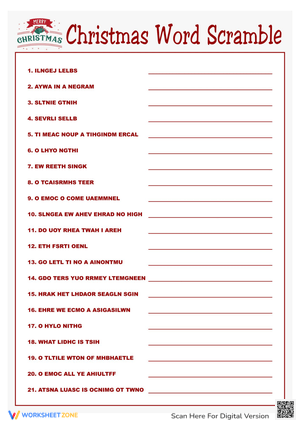 Solve a Christmas Word Scramble