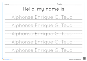 Name Writing Practice Sheet 