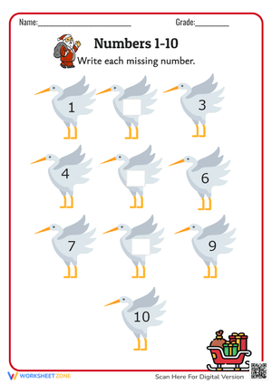 Christmas Counting 1-10: Fill in the Missing Bird Numbers!