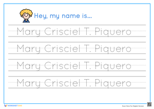 Printable Name Writing Practice for Kindergarten
