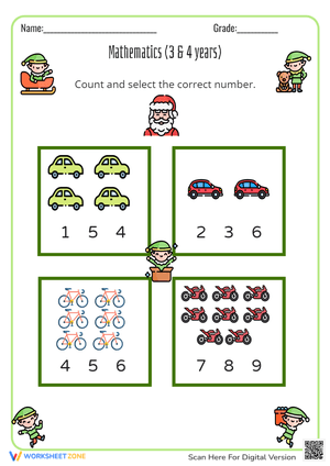Transportation Counting Worksheets for Preschool