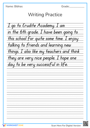 6th Grade Writing Practice Worksheet