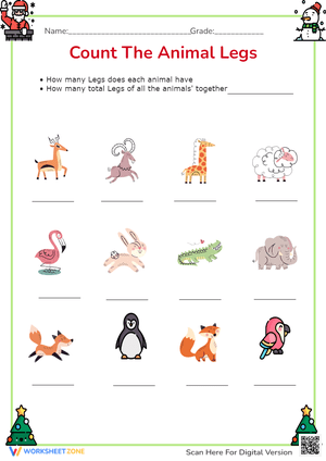 Practice Counting with the Animal Legs Worksheet