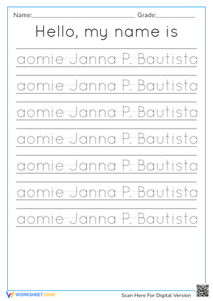 Practice Tracing Name for Kids: Janna 