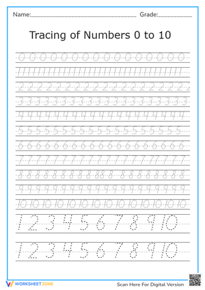 Tracing Numbers 0-10