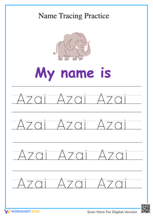 Engaging Name Tracing Worksheet - Azai 
