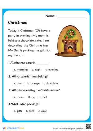 Christmas Reading: Grade 3 Comprehension
