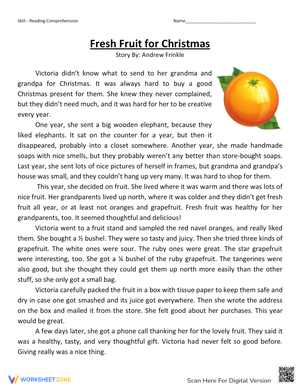Fresh Fruit for Christmas Activity Worksheet