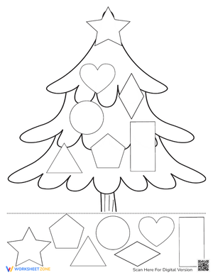Christmas Shapes Cutting Practice Worksheet