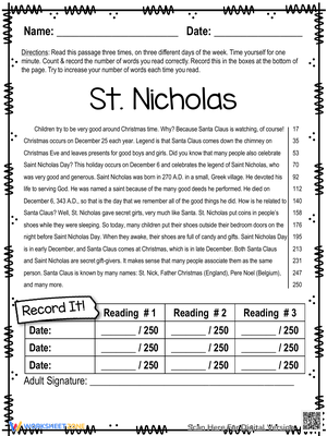 St. Nicholas Reading Comprehension Worksheet