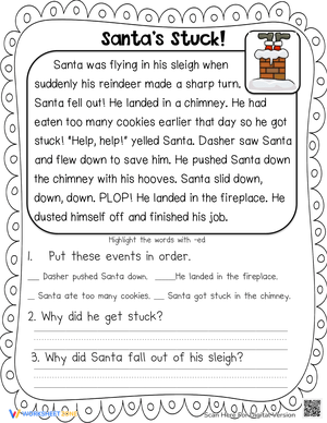 Santa's Stuck: A Christmas Reading Worksheet