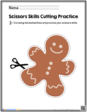 Festive Christmas Cutting Practice Worksheet