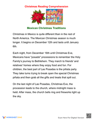 Mexican Christmas Traditions Reading Comprehension