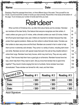 Reindeer Reading Comprehension Worksheet