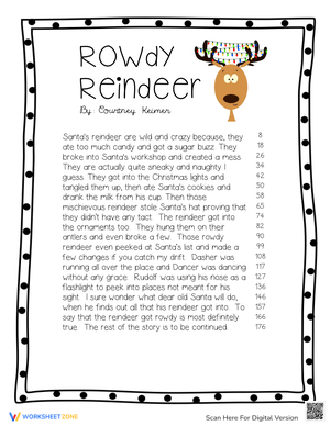 Rowdy Reindeer Christmas Reading Comprehension