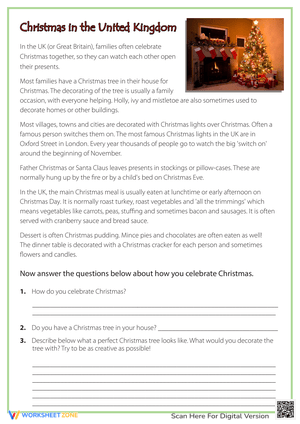 Christmas in the United Kingdom Reading Worksheet