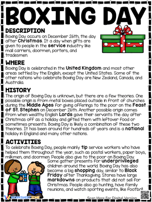 Boxing Day Reading Comprehension | Essential Grade 5 ELA