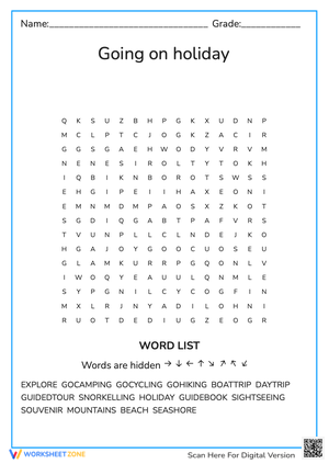 Going on Holiday Word Search