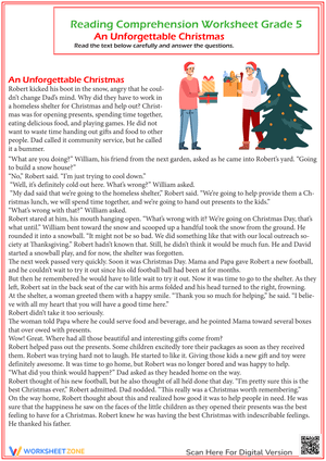 An Unforgettable Christmas Reading Comprehension