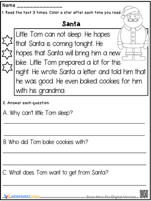 Festive Santa Reading Comprehension Worksheet