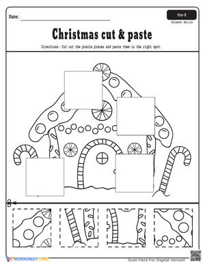 Christmas Cut and Paste Worksheet for Kids