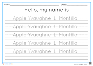Apple's Name Writing Practice for Kids 