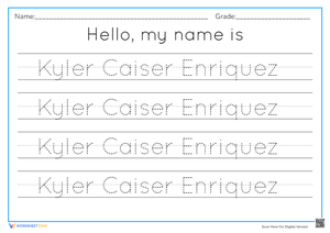 Name Tracing Practice: Kyler | Essential Grade K-1 Worksheet