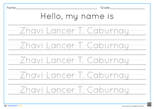 Essential Name Tracing Worksheet | Kindergarten Handwriting