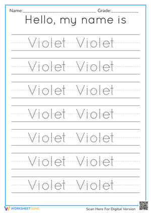 Name Tracing Sheet - 'Violet' Writing Practice