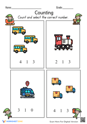 Fun Vehicle Counting Worksheet for Kids