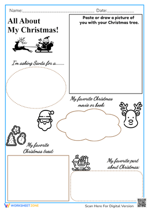 All About My Christmas! Holiday Favorites Printable Worksheet