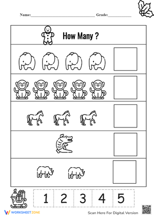 Animal counting for Kindergarten