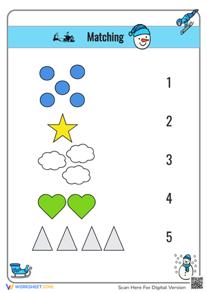 Winter Matching Counting Worksheet for Kids