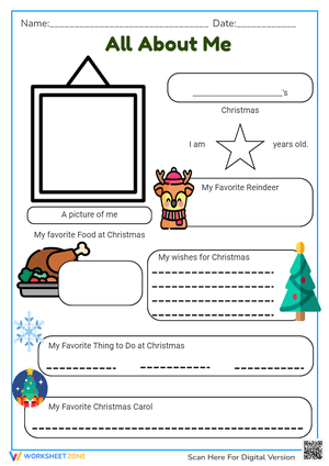 All About Me at Christmas - Printable Holiday Worksheet Fun!