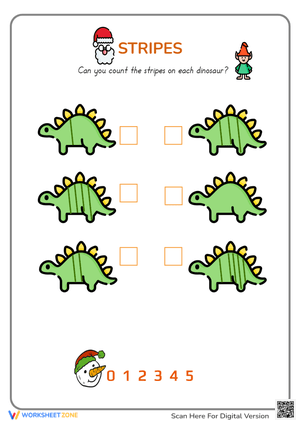 Count the Stripes on the Dinosaurs Worksheet