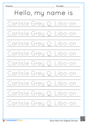 Carlisle Grey- Name Writing Practice