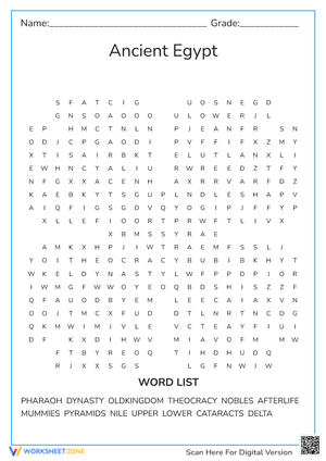 Ancient Egypt Word Search
