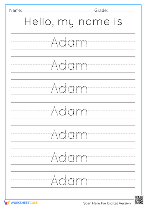 Free Printable Name Tracing Worksheet-Adam