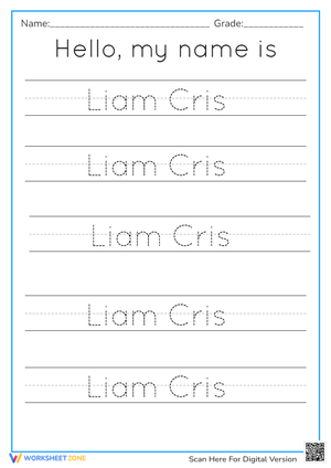 Personalized Name Worksheet - Liam Cris