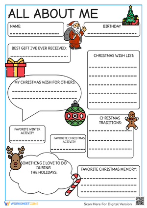Christmas 'All About Me' Worksheet - Holiday Fun Printable