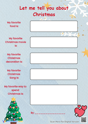 My Christmas Favorites Worksheet - Holiday Writing Activity