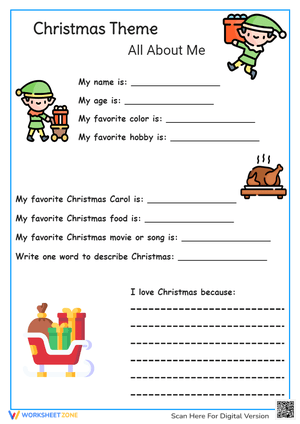 Christmas 'All About Me' Worksheet - Holiday Fun Activity