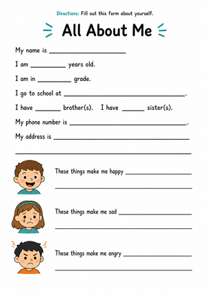 All About Me Worksheet | Grade 2 Essential