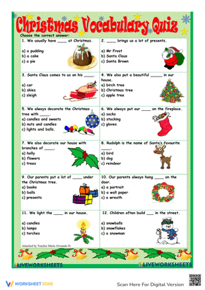 Christmas Vocabulary Quiz