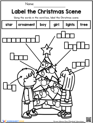 Label the Christmas Scene Educational