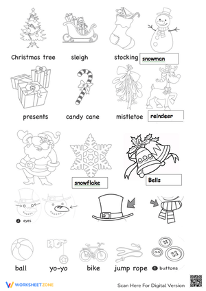 Christmas Vocabulary Coloring Fun