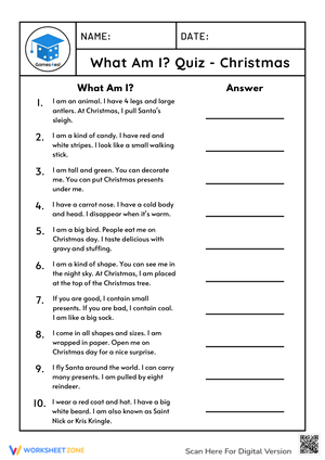 Christmas Riddles Worksheet | Grade 1 Printable
