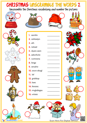 Christmas Word Unscramble Activity